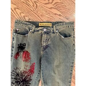 Y2K 90s Vintage Detailed Denim Joe Boxer‎ Studded Jeans Embroidery Size 7